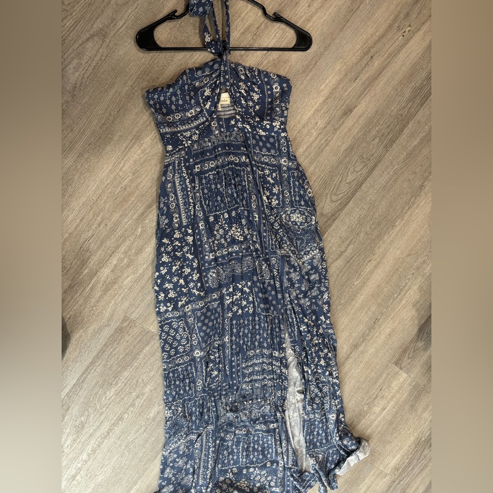 Rewind halter Navy and White Dress